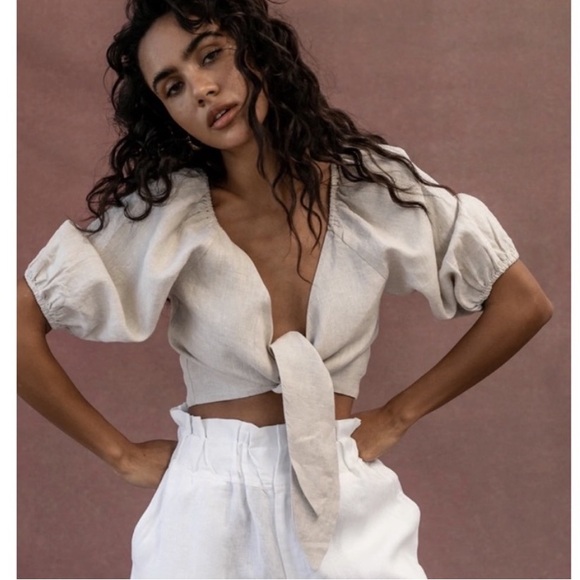 Posse Linen Tie Top - Picture 2 of 5